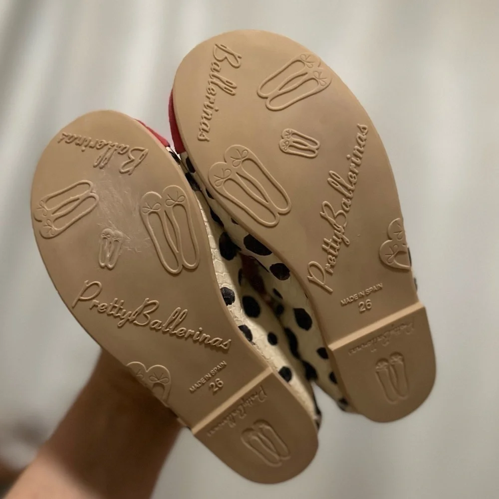 Pretty Ballerinas Kids Handmade Valerie Polka Dot Croc Embossed Leather Flats